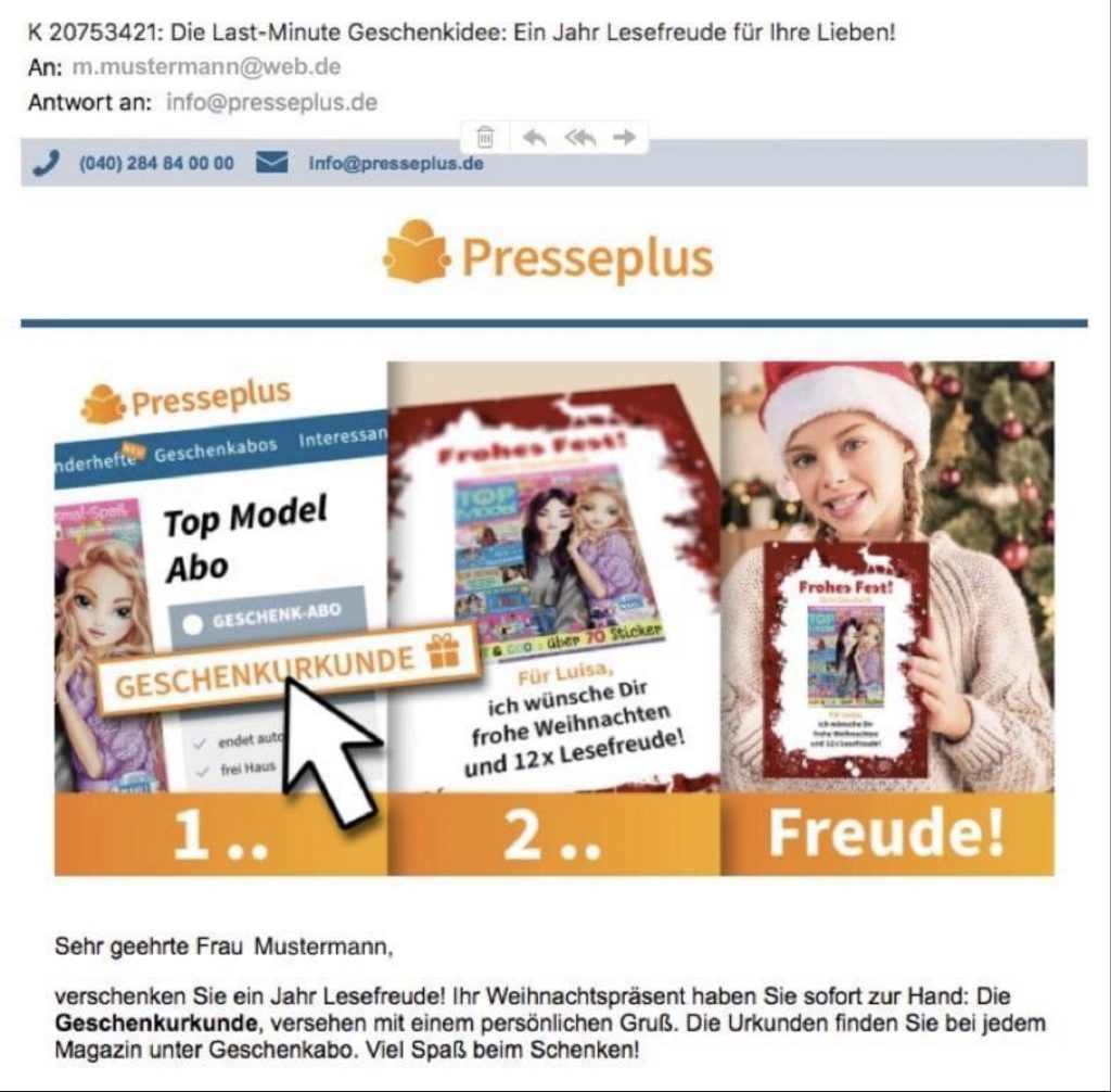 Presseplus Geschenkabo-Emailing